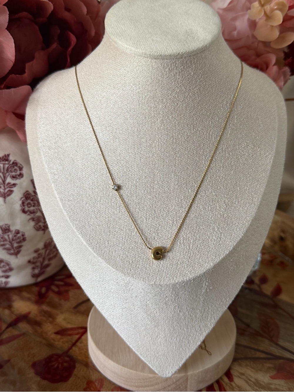 Jbloom “Bitzy” Necklace Stainless Gold Letter C -NEW with box.